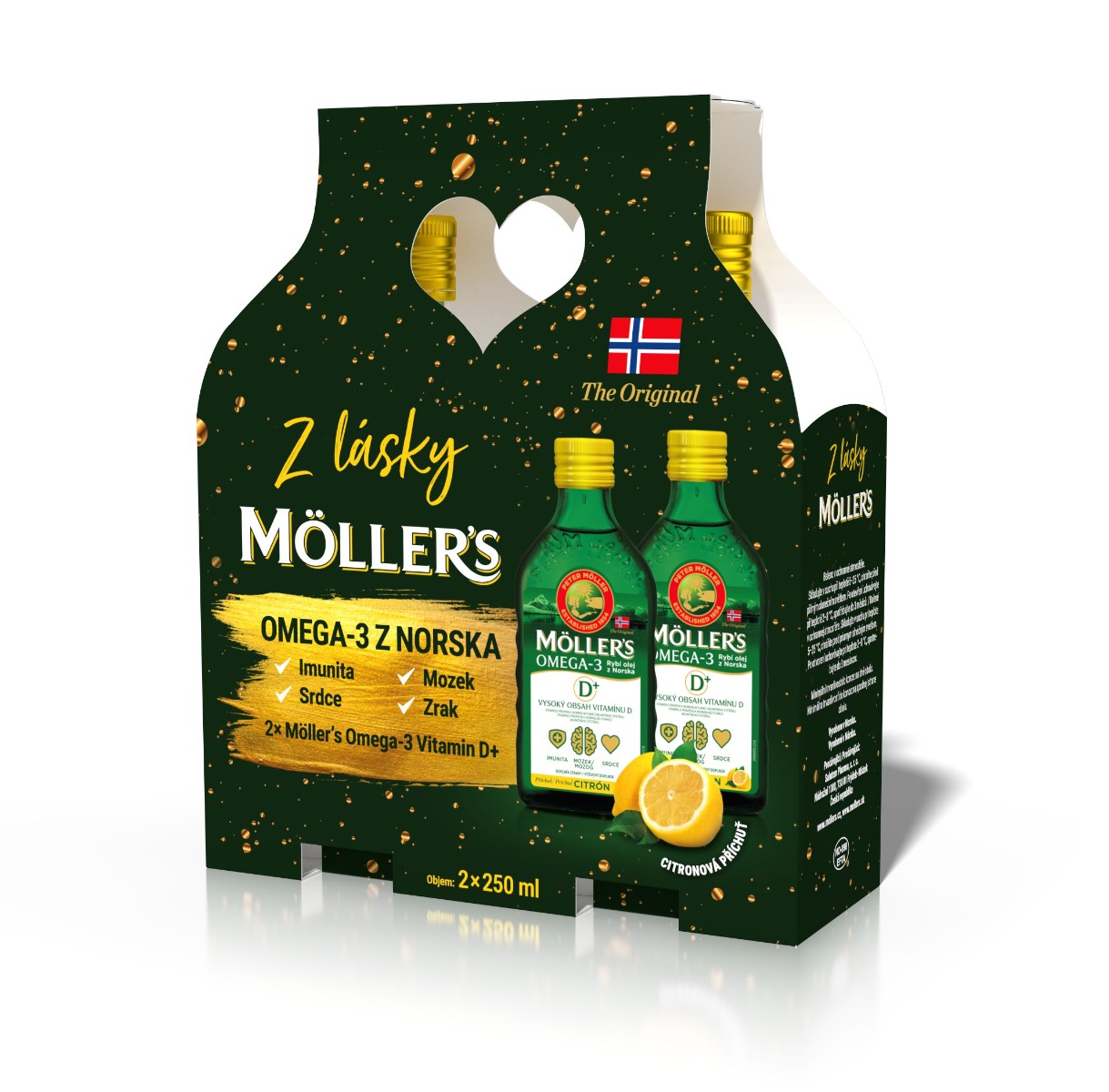 Mollers Omega 3 D+ dárkové balení 2x250 ml Mollers