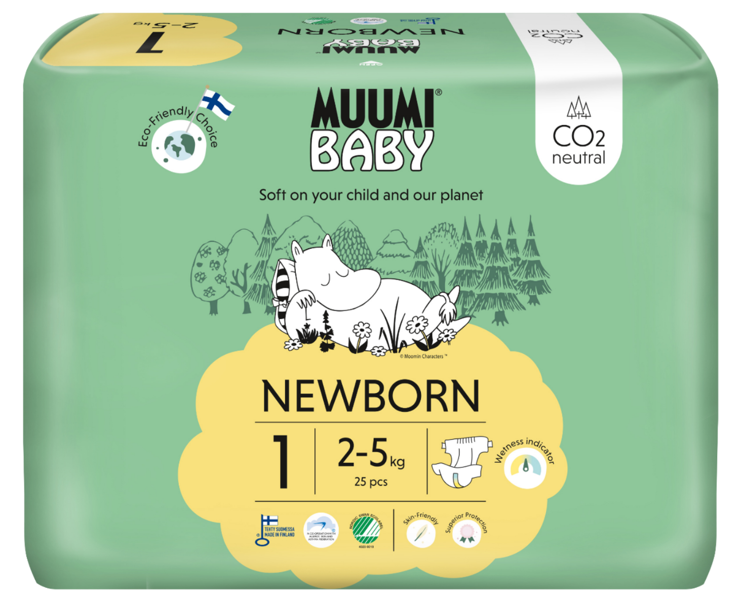 Muumi Baby 1 Newborn 2–5 kg eko pleny 25 ks Muumi Baby
