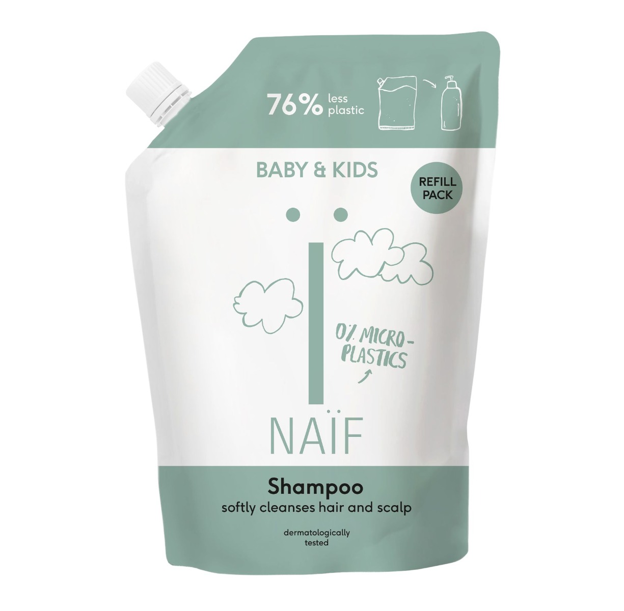 NAIF Výživný šampon pro děti a miminka náhradní náplň 500 ml NAIF