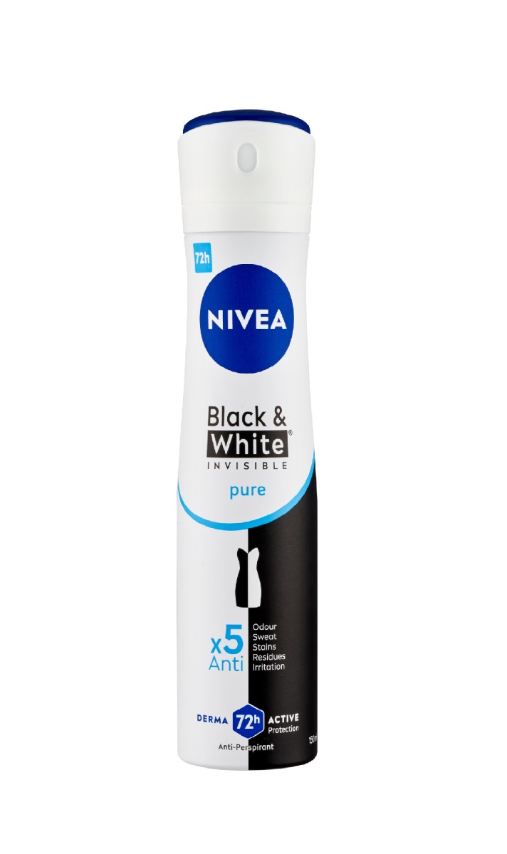 Nivea Black & White Invisible Pure antiperspirant ve spreji pro ženy 150 ml Nivea