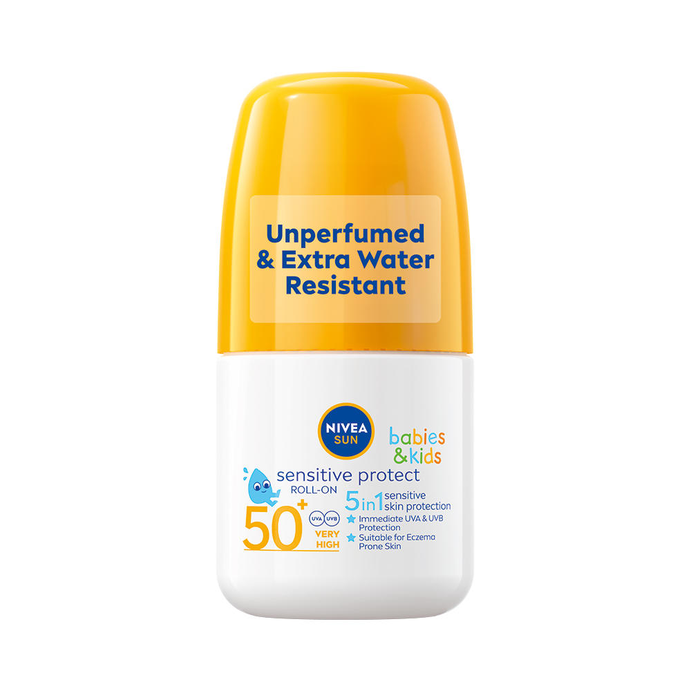 Nivea SUN Sensitive OF50+ dětské opalovací mléko roll-on 50 ml Nivea