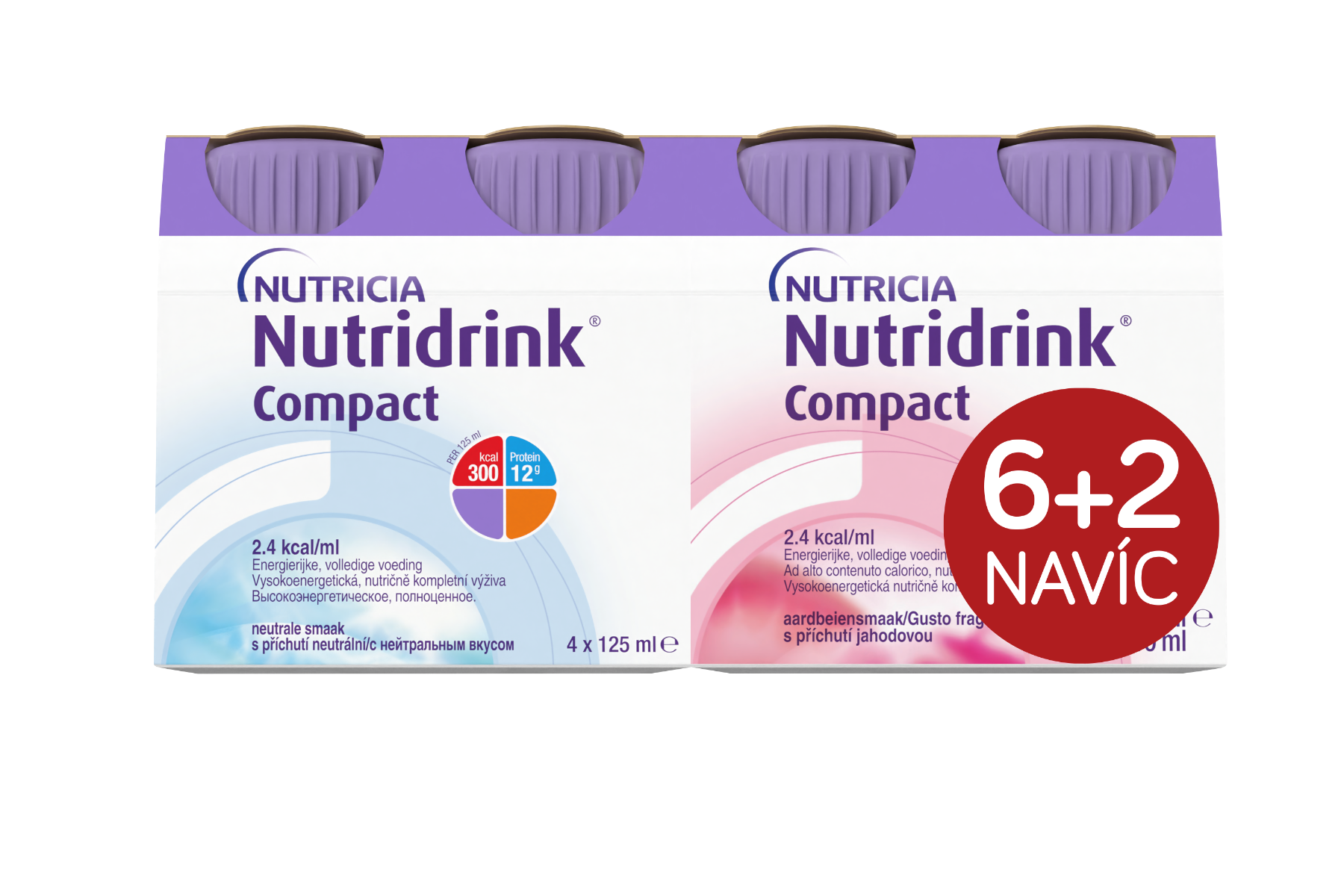Nutridrink Compact 6+2 s příchutí neutral-jahoda 8x125 ml Nutridrink