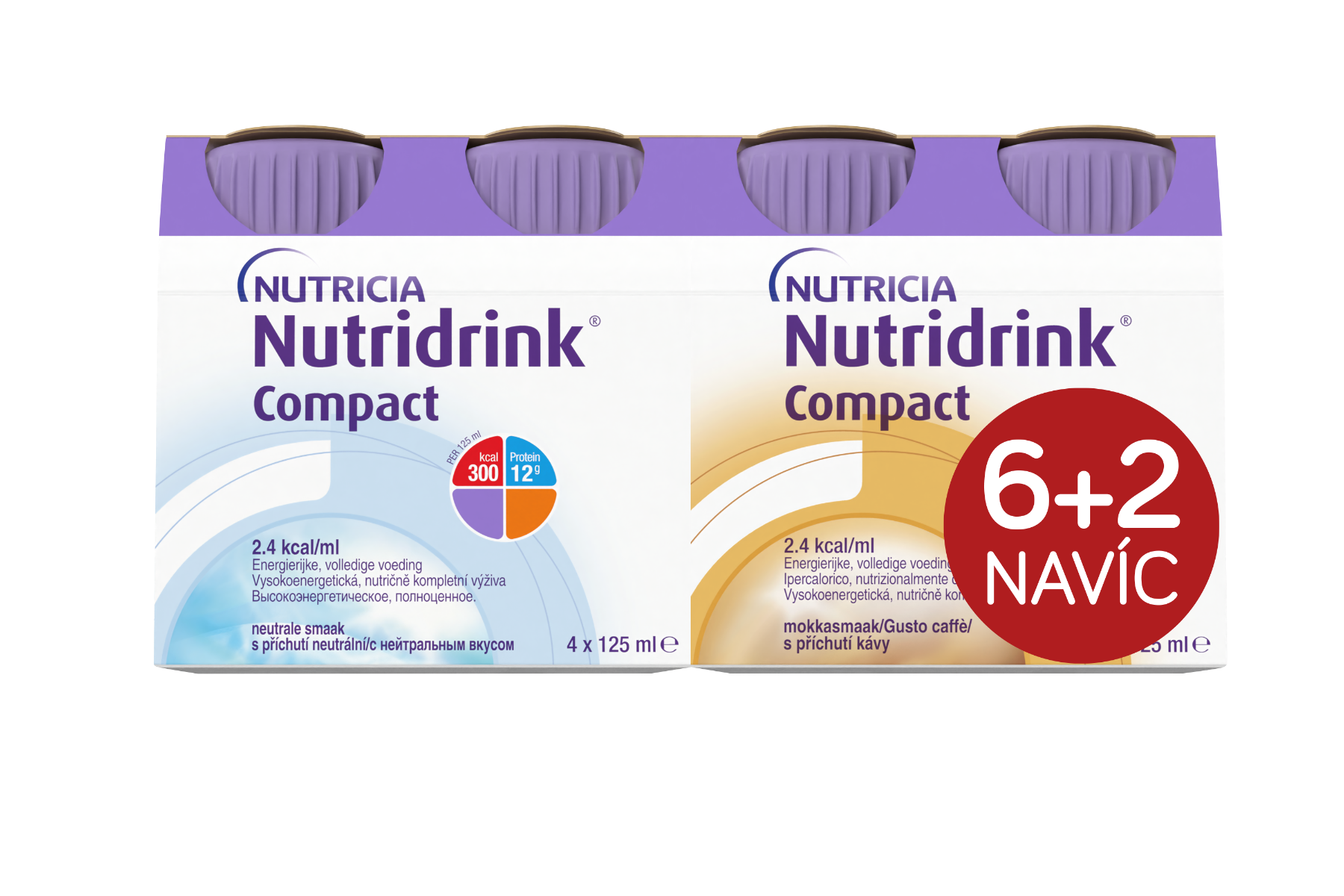 Nutridrink Compact 6+2 s příchutí neutral-káva 8x125 ml Nutridrink