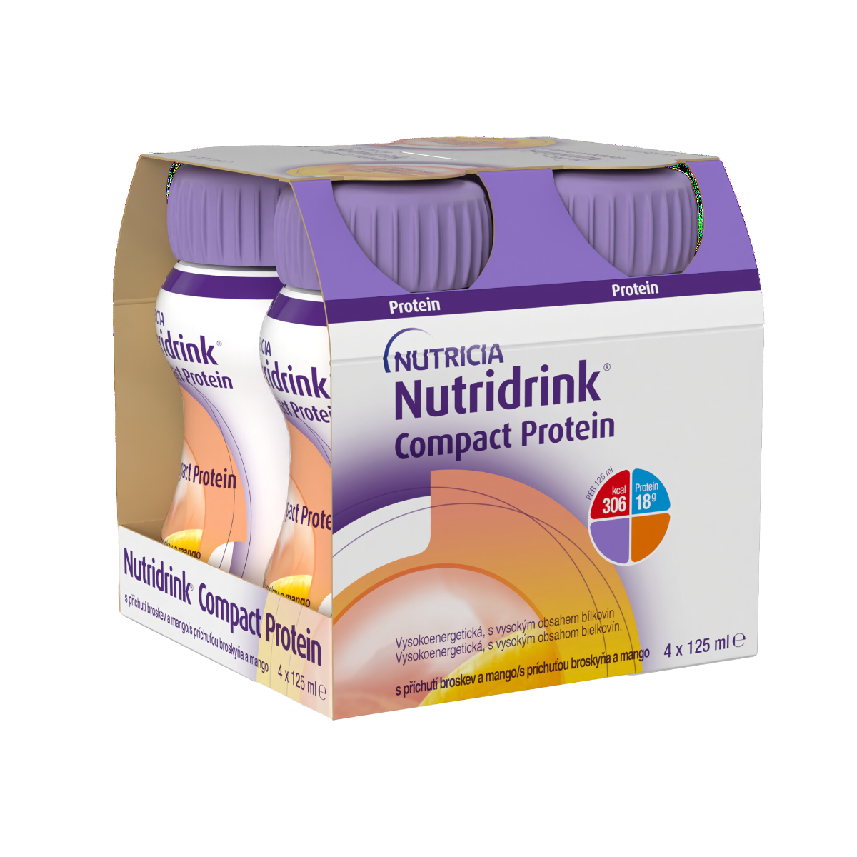 Nutridrink Compact Protein s příchutí broskev/mango 4x125 ml Nutridrink
