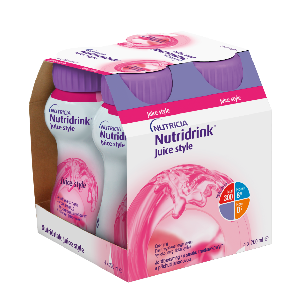 Nutridrink Juice style s příchutí jahodovou 4x200 ml Nutridrink
