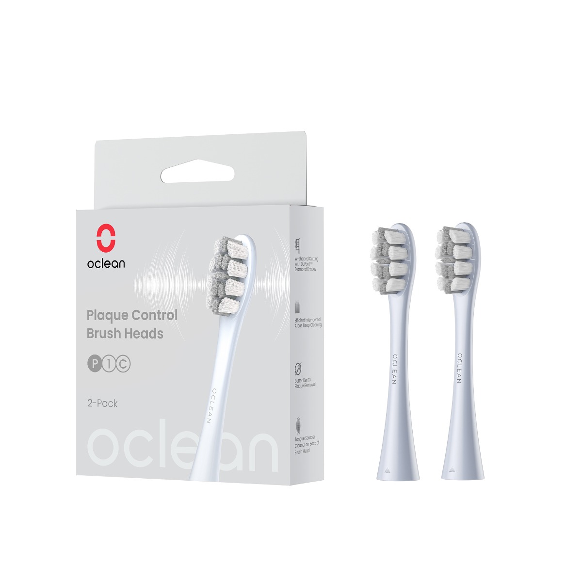 Oclean Plaque Control náhradní hlavice 2 ks stříbrné Oclean