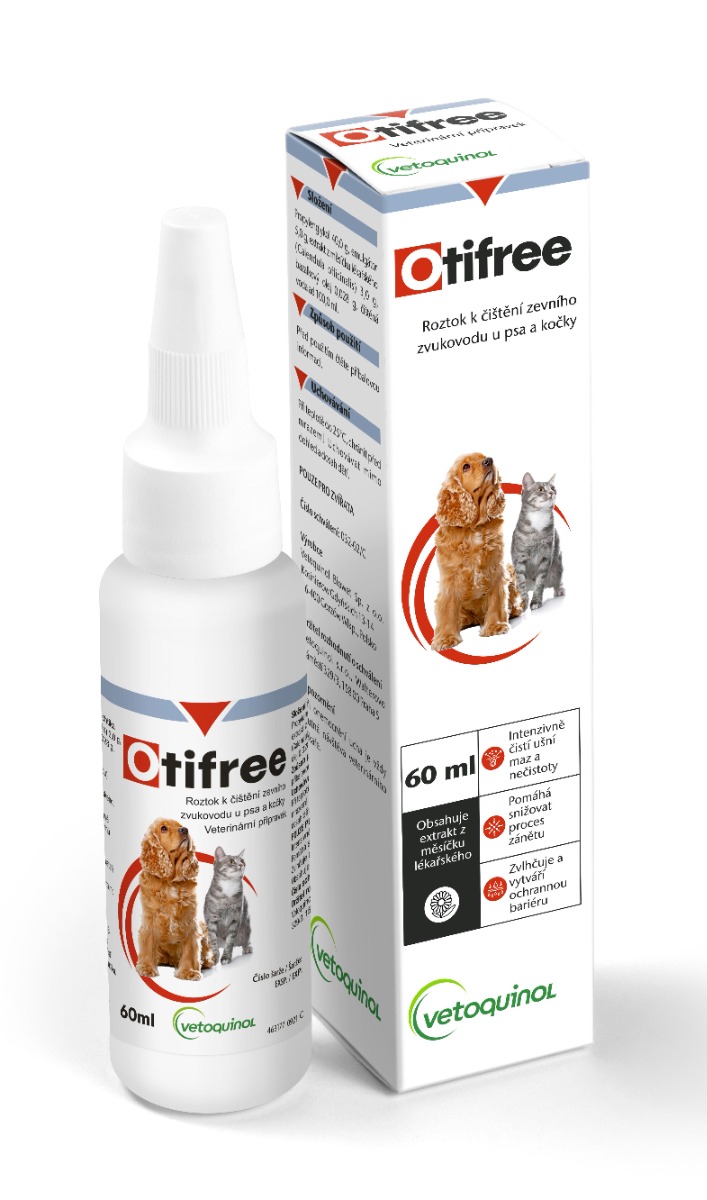 Otifree Čištění zevního zvukovodu psi a kočky 60 ml Otifree