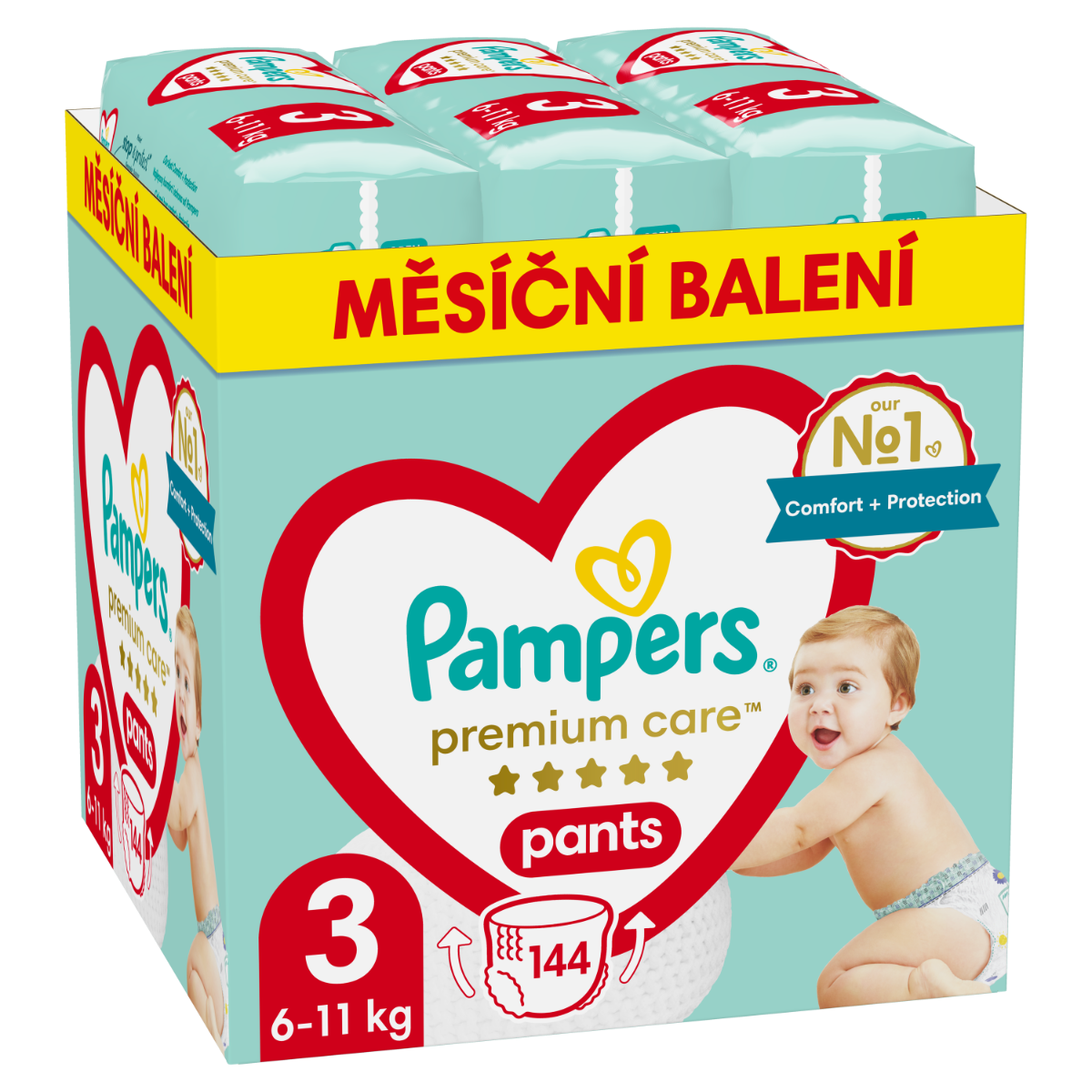 Pampers Premium Care Pants vel. 3 6–11 kg plenkové kalhotky 144 ks Pampers