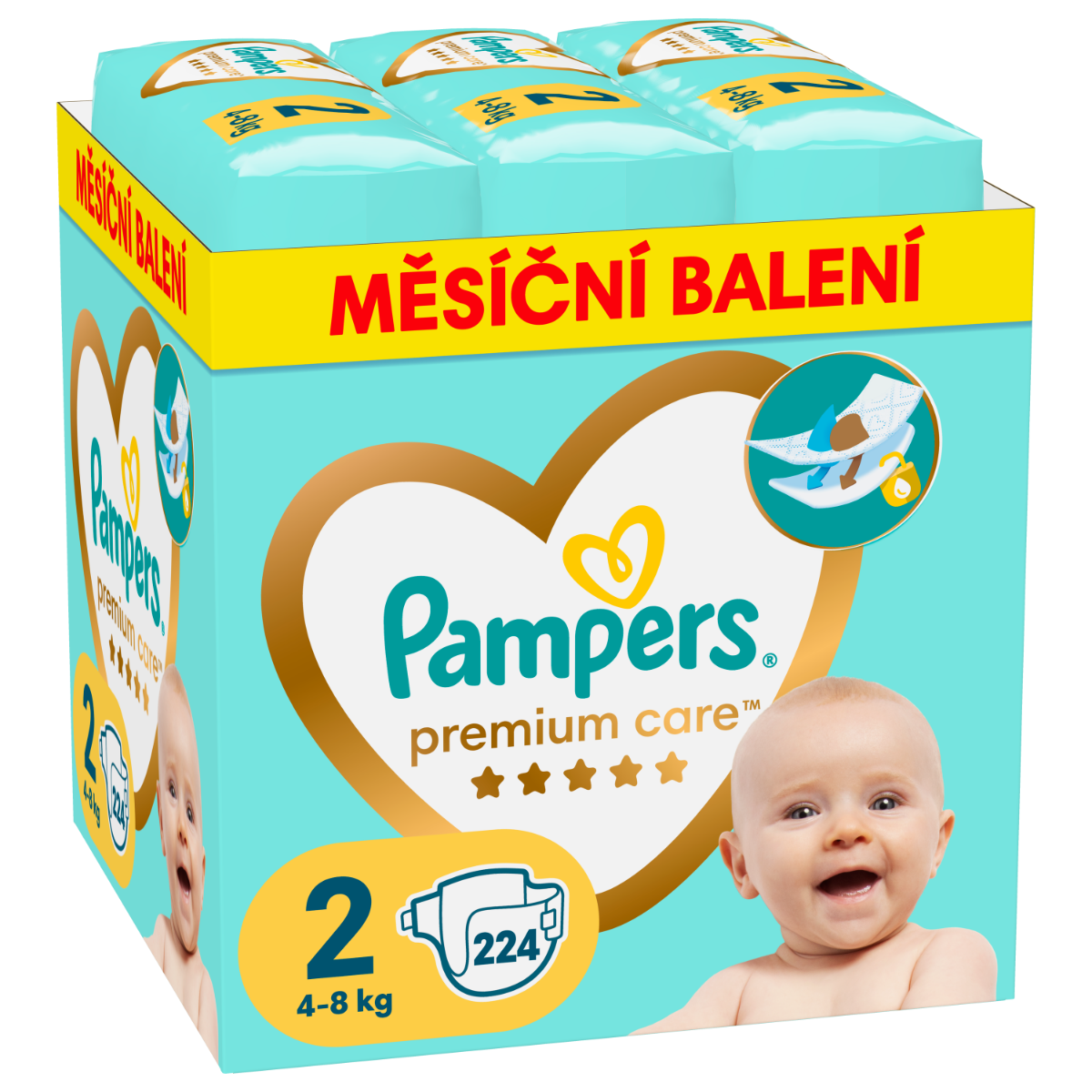 Pampers Premium Care vel. 2 4-8 kg dětské pleny 224 ks Pampers