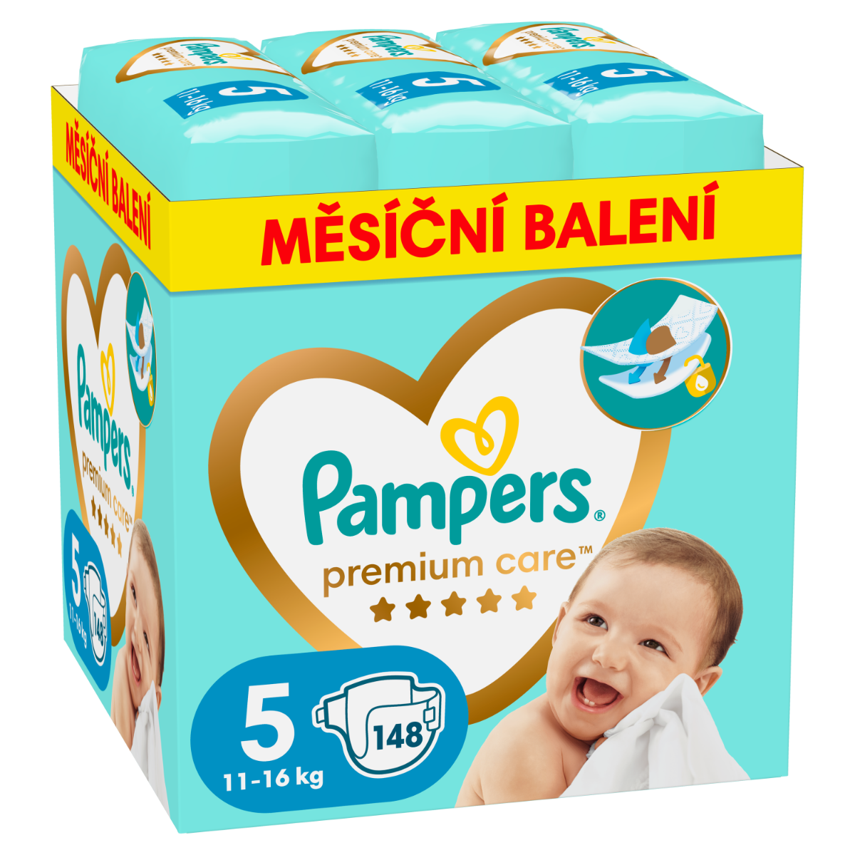 Pampers Premium Care vel. 5 11–16 kg dětské pleny 148 ks Pampers