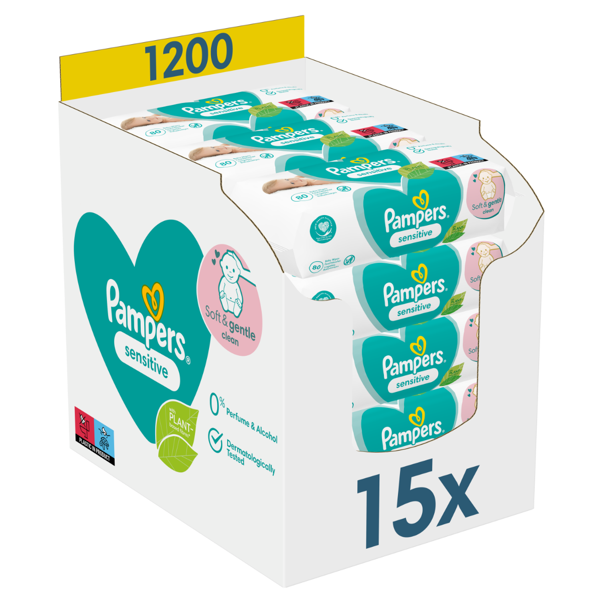 Pampers Sensitive vlhčené ubrousky 15x80 ks Pampers