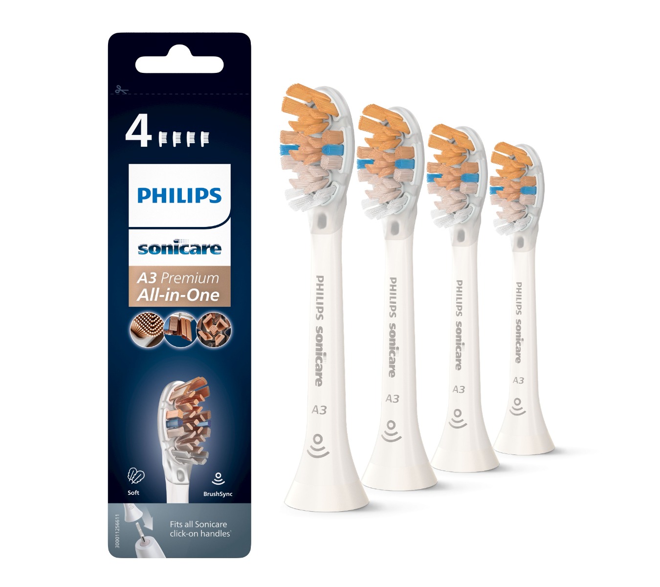 Philips Sonicare A3 Premium HX9094/10 náhradní hlavice 4 ks bílé Philips Sonicare