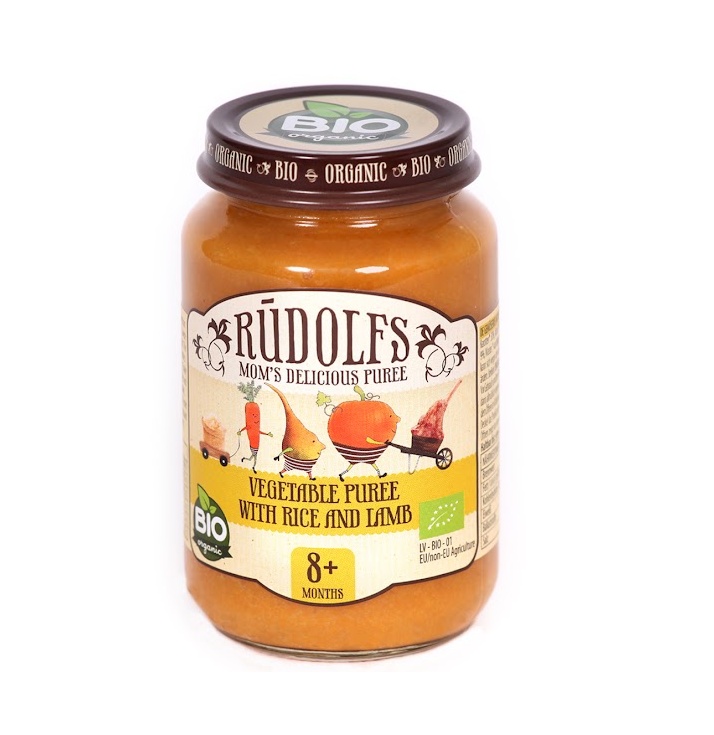 Rudolfs Zelenina s rýží a jehněčím masem BIO 190 g Rudolfs
