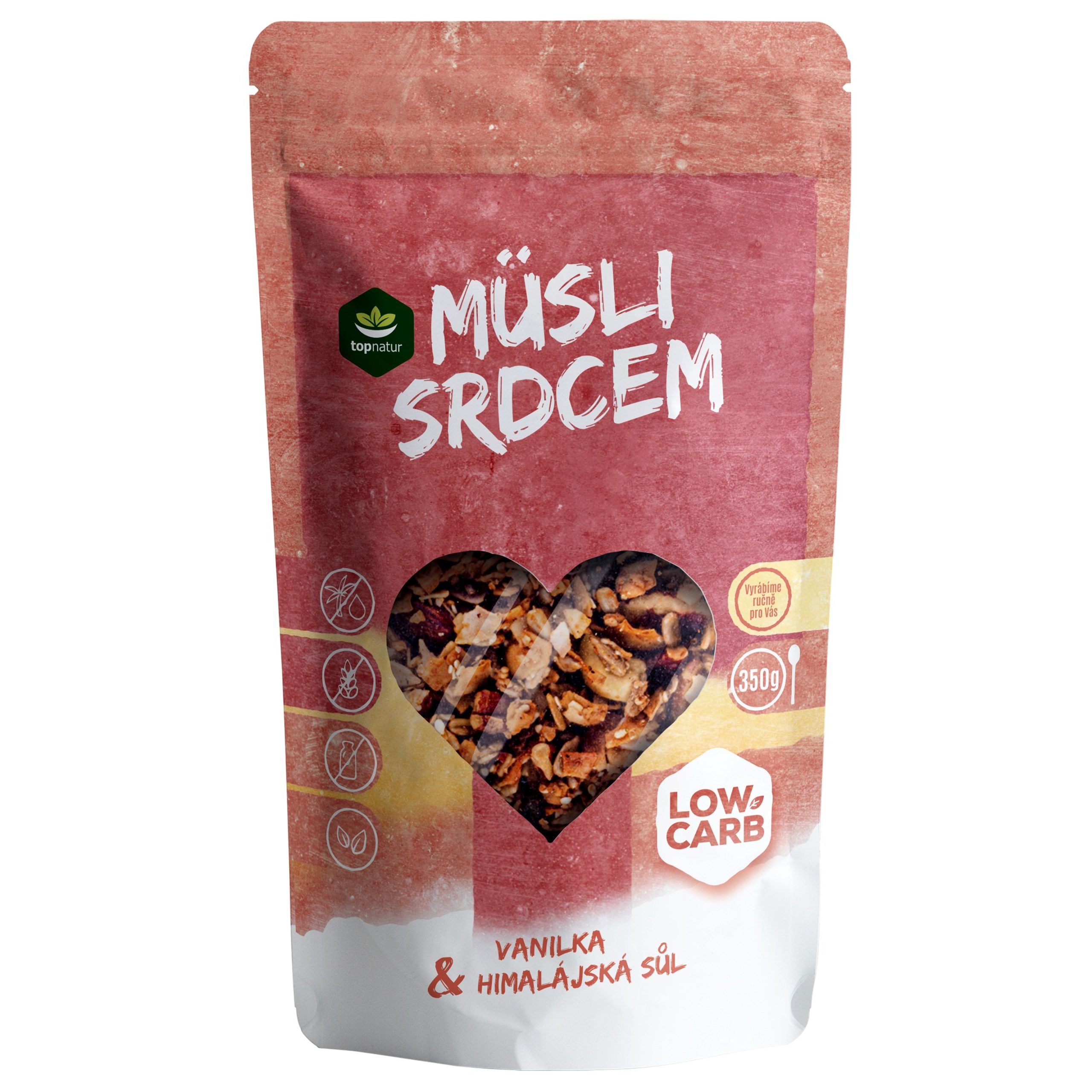 Topnatur Müsli srdcem Low Carb Vanilka & himalájská sůl 350 g Topnatur