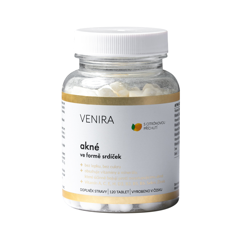 Venira Akné ve formě srdíček 120 tablet citrón Venira