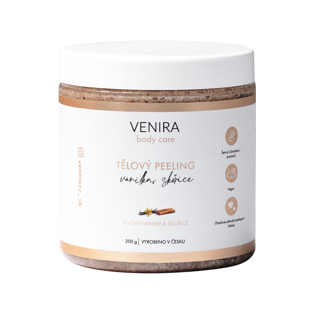 Venira Tělový peeling Vanilka a skořice 200 g Venira
