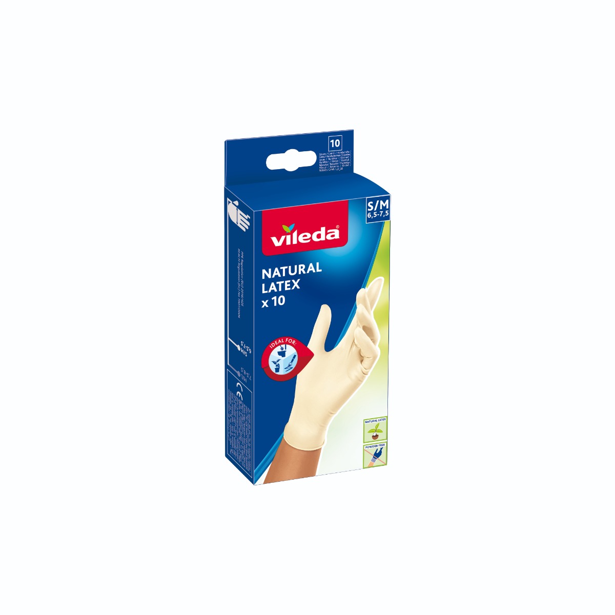 Vileda Natural Latex vel. S/M jednorázové rukavice 10 ks Vileda