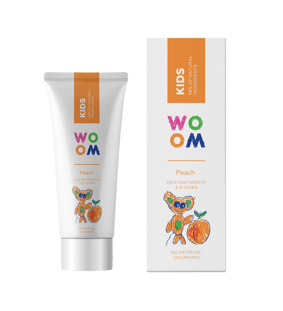 WOOM KIDS Broskev 3-8 let dětská zubní pasta 50 ml WOOM