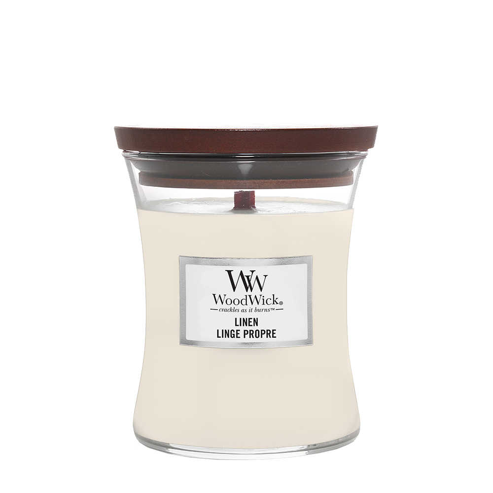 Wood Wick Vonná svíčka Linen 275 g Wood Wick