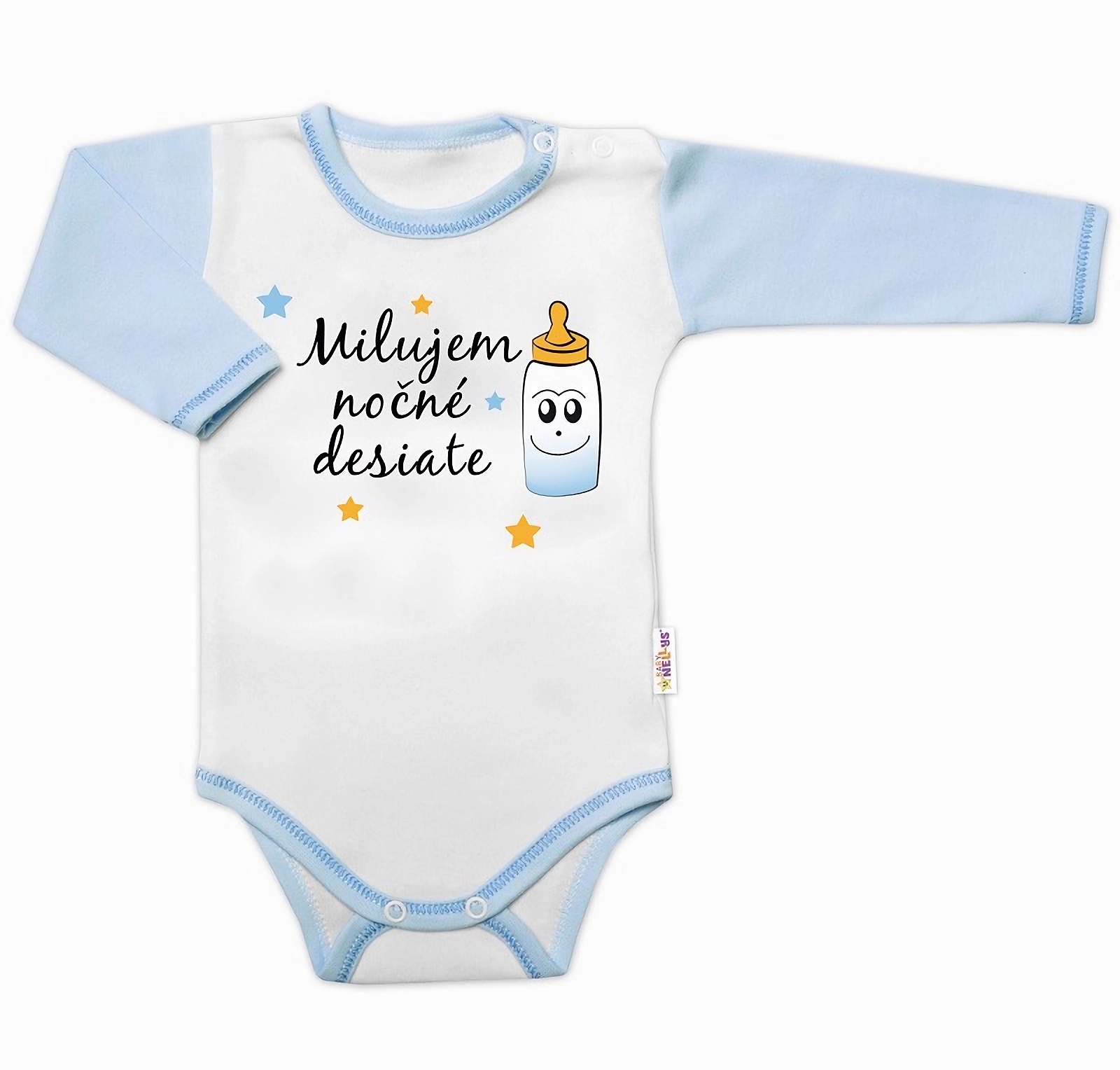 Baby Nellys Body dl. rukáv s vtip. textem Milujem nočné desiate vel. 80