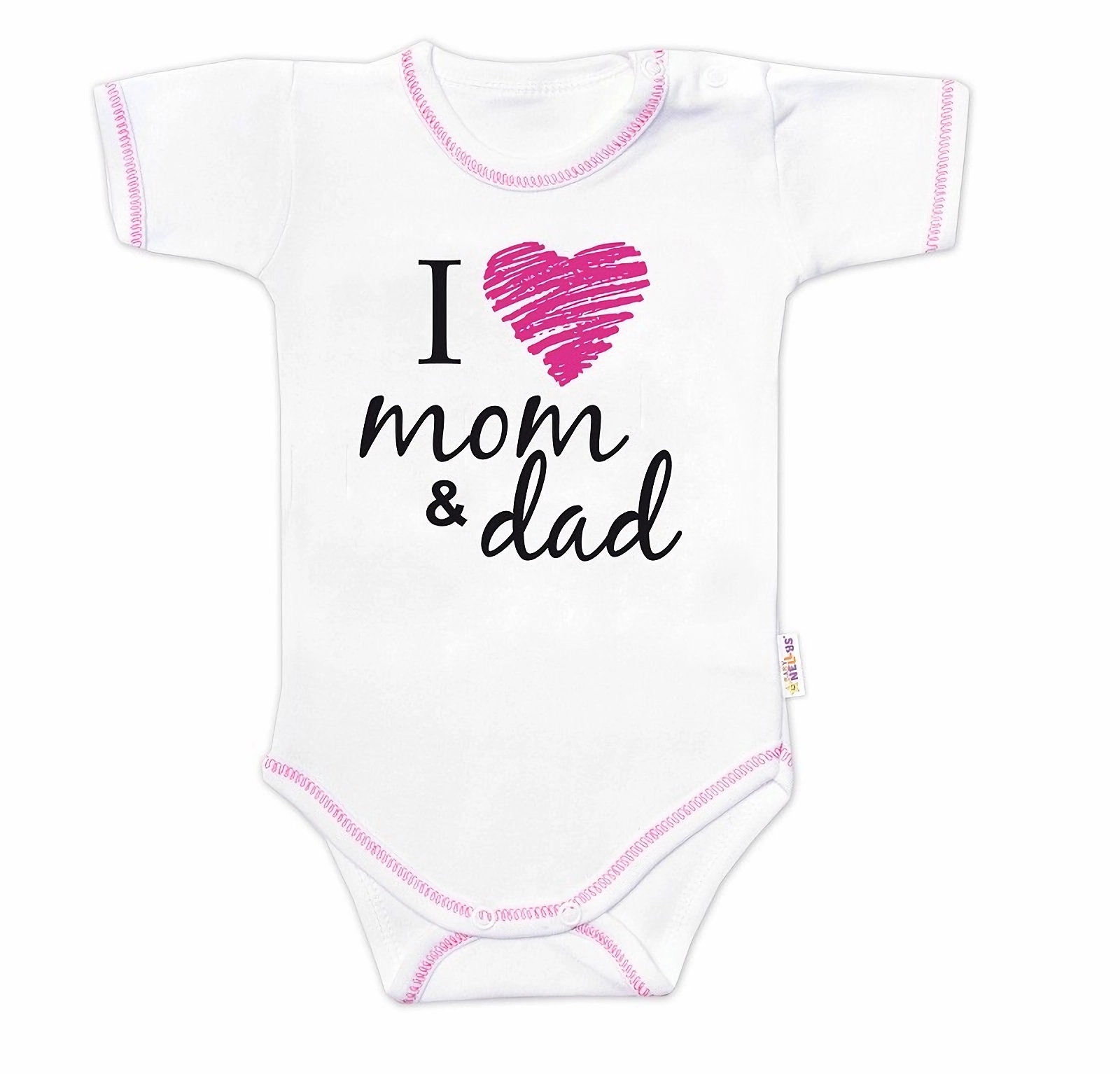 Baby Nellys Body krátký rukáv I love mom & dad
