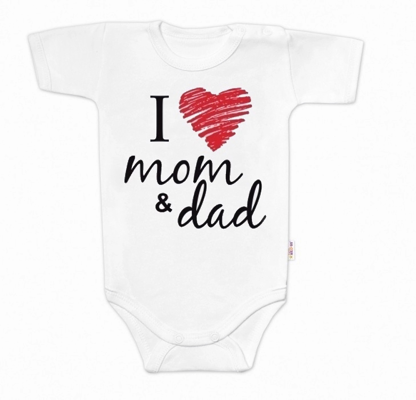 Baby Nellys Body krátký rukáv I love mom & dad