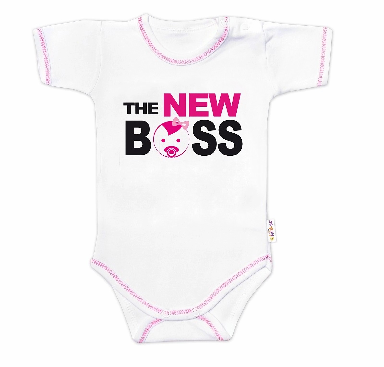 Baby Nellys Body krátký rukáv s vtipným textem The New Boss vel. 86