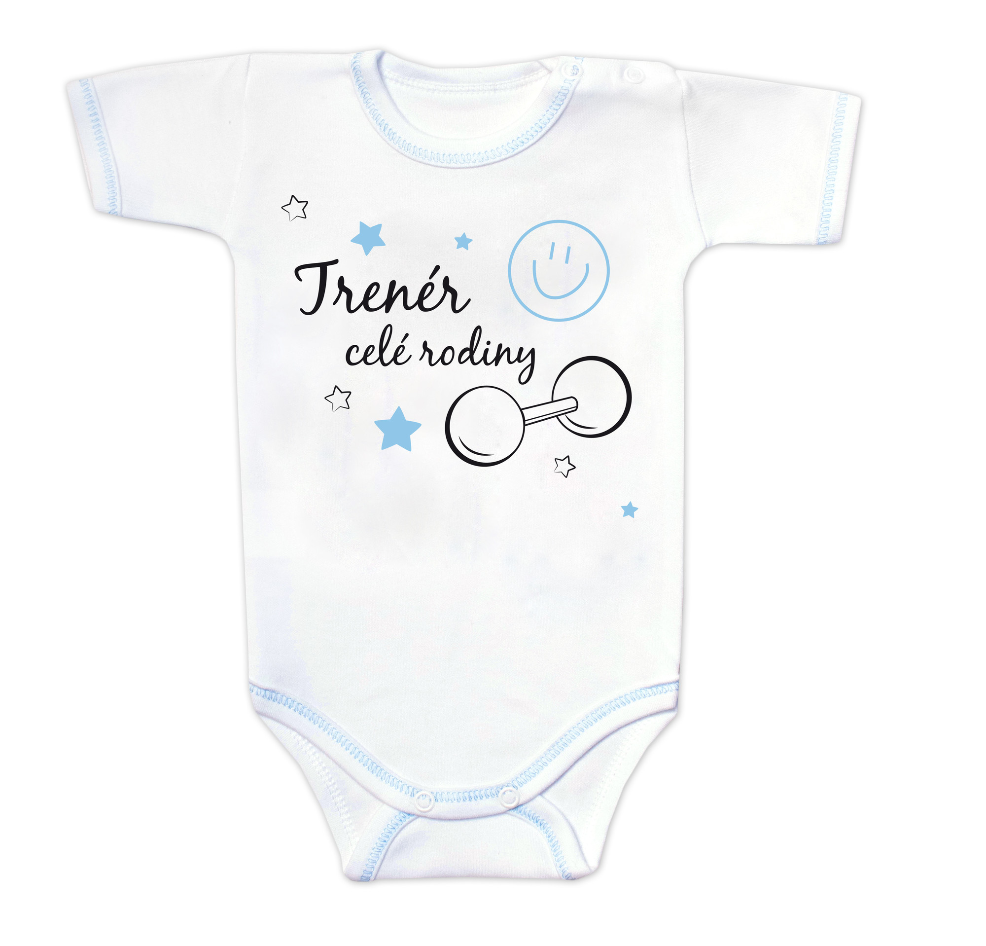 Baby Nellys Body krátký rukáv s vtipným textem Trenér celé rodiny vel. 74 Baby Nellys