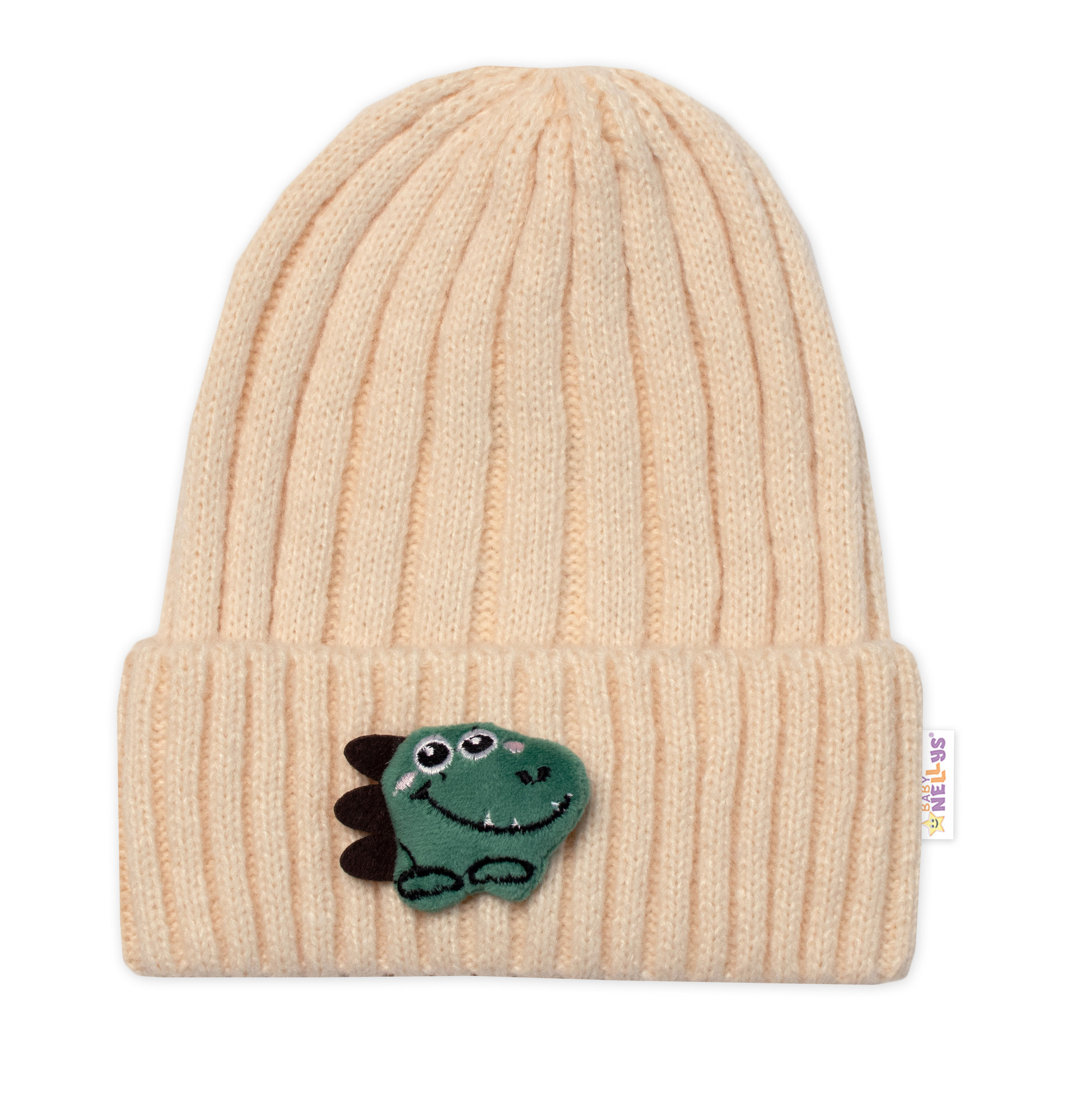 Baby Nellys Dětská zimní čepice Dino - ecru