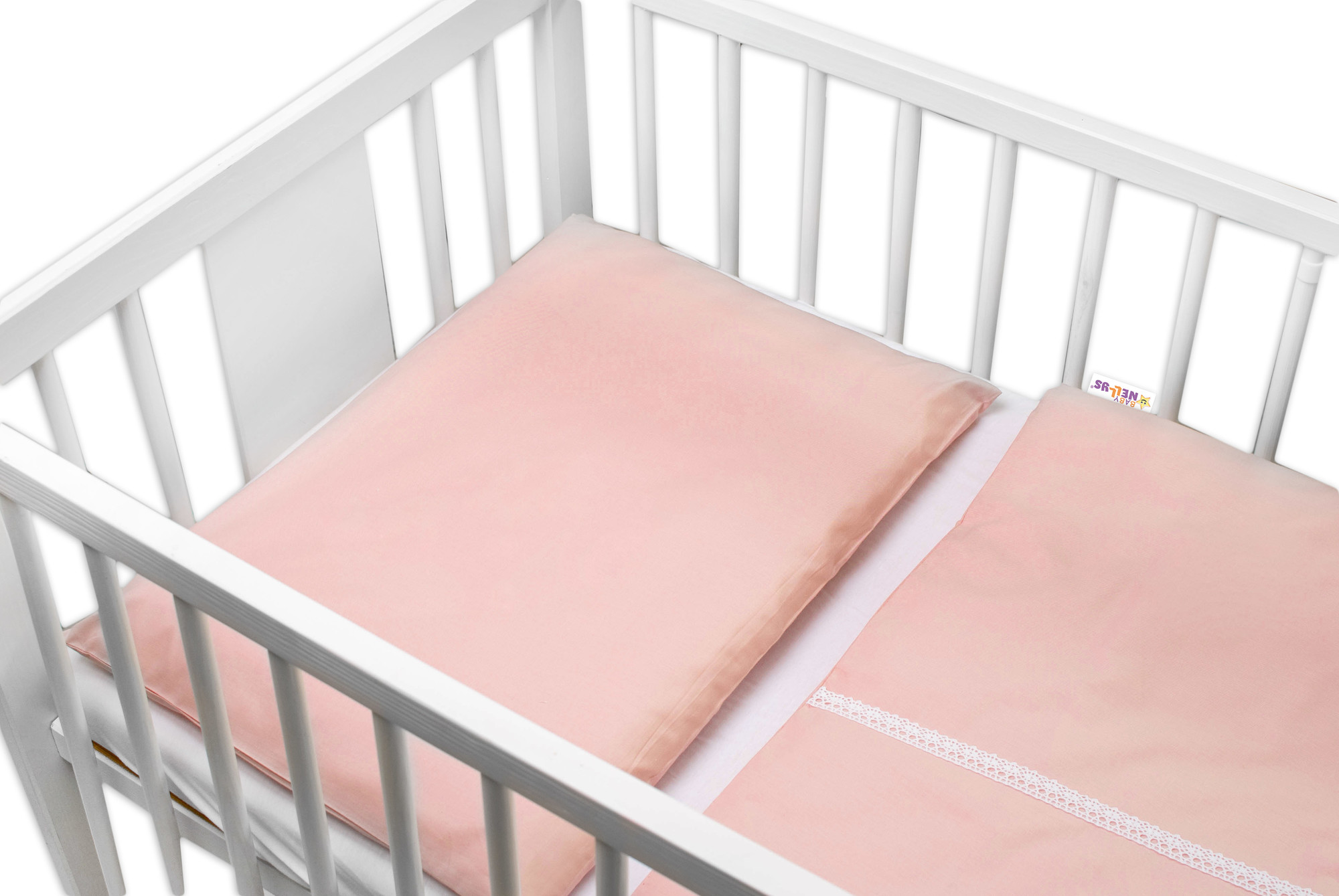 Baby Nellys Luxusní 2-dílné bavlněné povlečení - Royal Baby - pudrové Baby Nellys