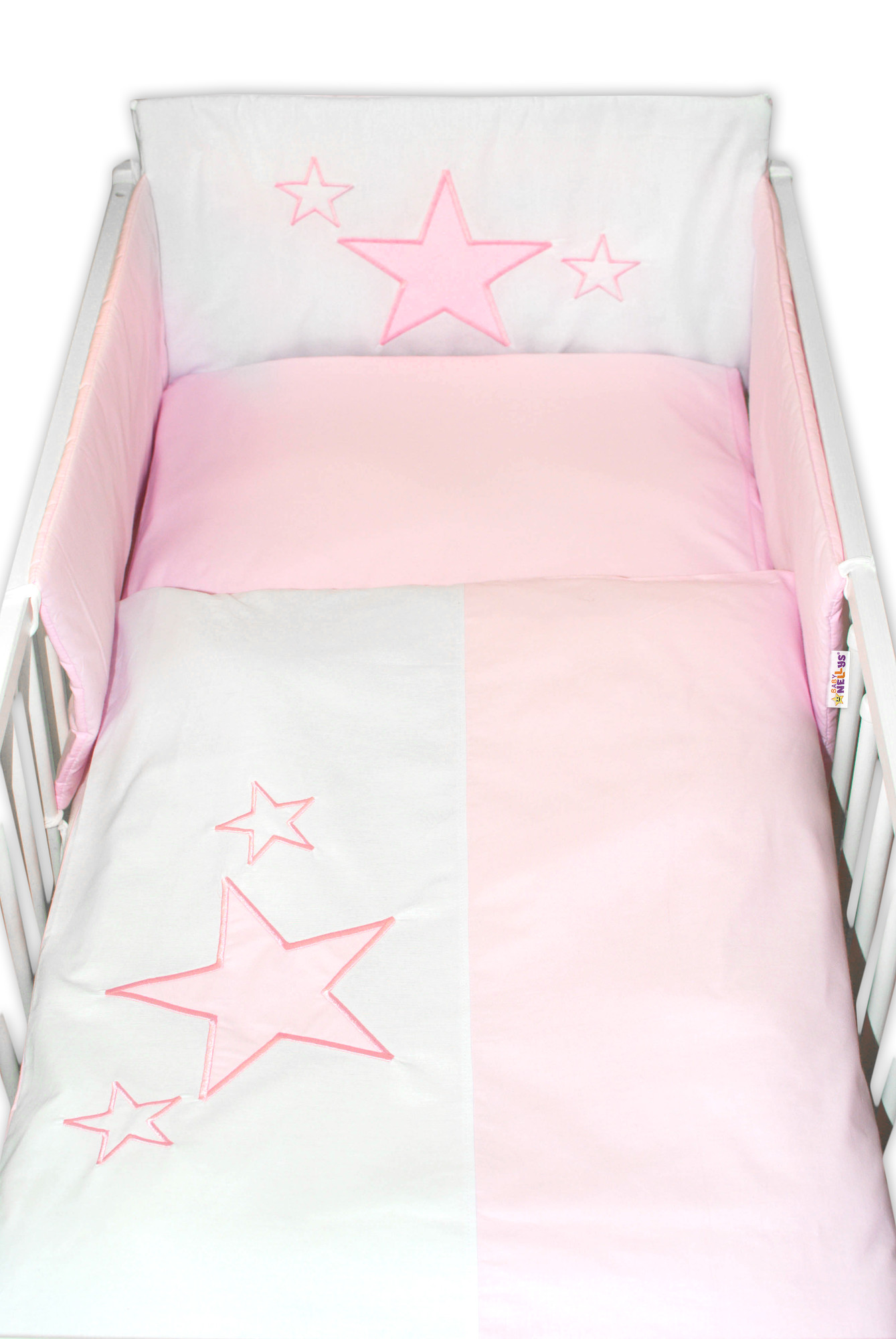 Baby Nellys Mantinel s povlečením Baby Stars - růžový