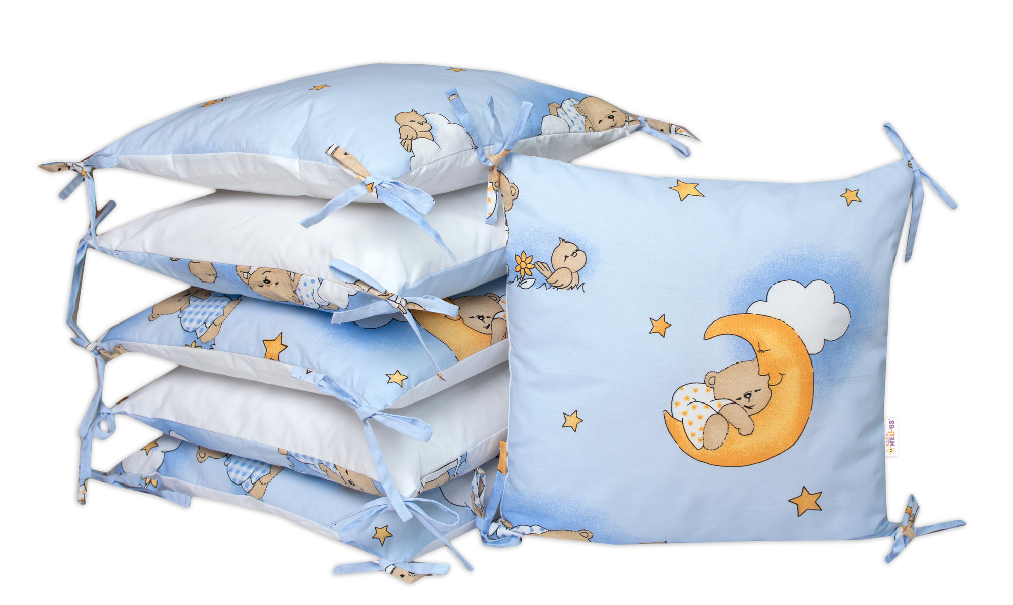 Baby Nellys Polštářkový mantinel Medvídek na žebříku - modrý Baby Nellys