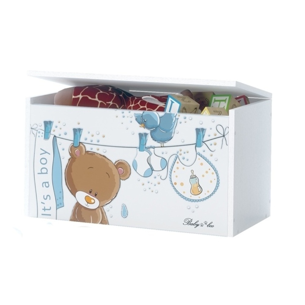BabyBoo Box na hračky - Medvídek Ouško sv. modré s bílou BabyBoo