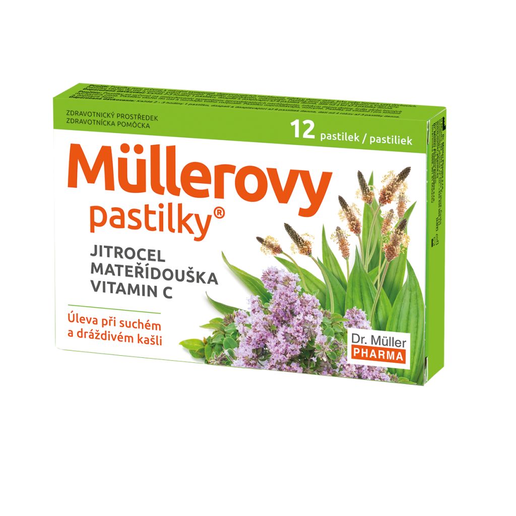 Dr. Müller Müllerovy pastilky s jitrocelem a mateřídouškou 12 pastilek Dr. Müller