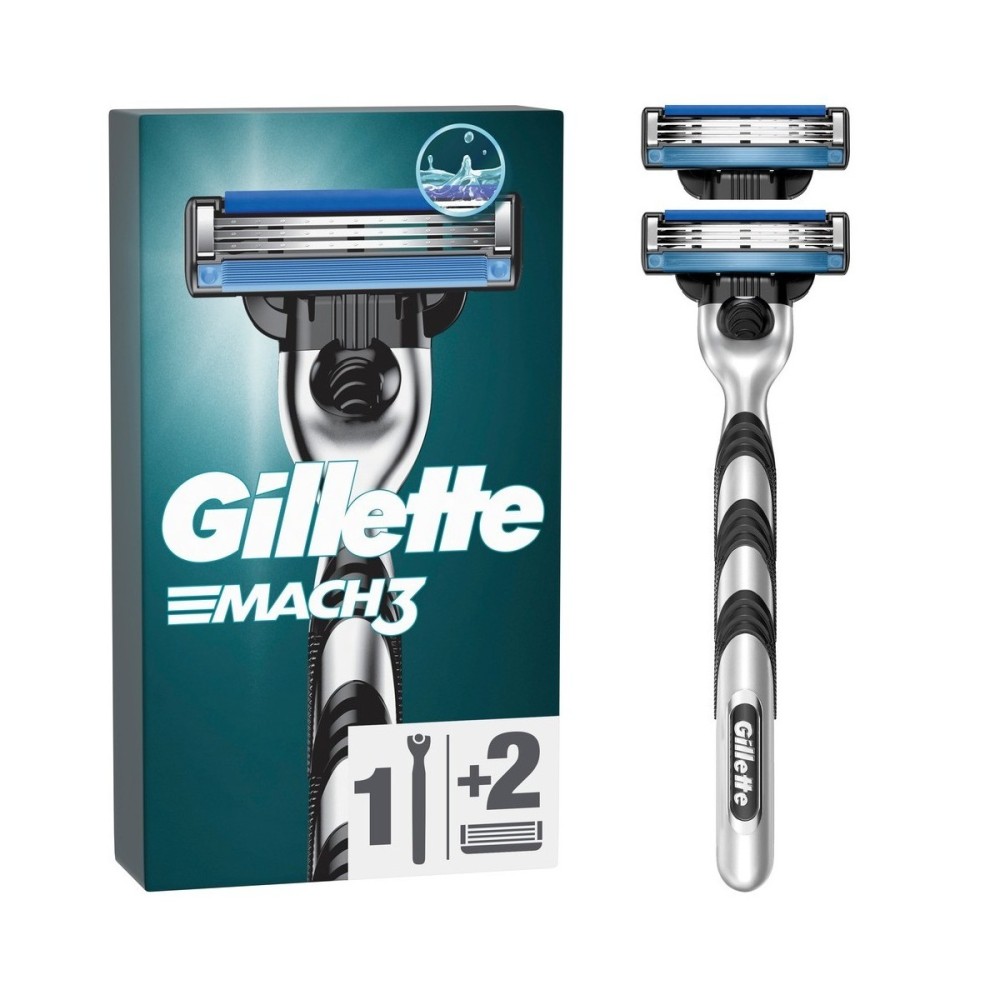 Gillette Mach3 Rukojeť holicího strojku 1 ks + náhradní hlavice 2 ks Gillette
