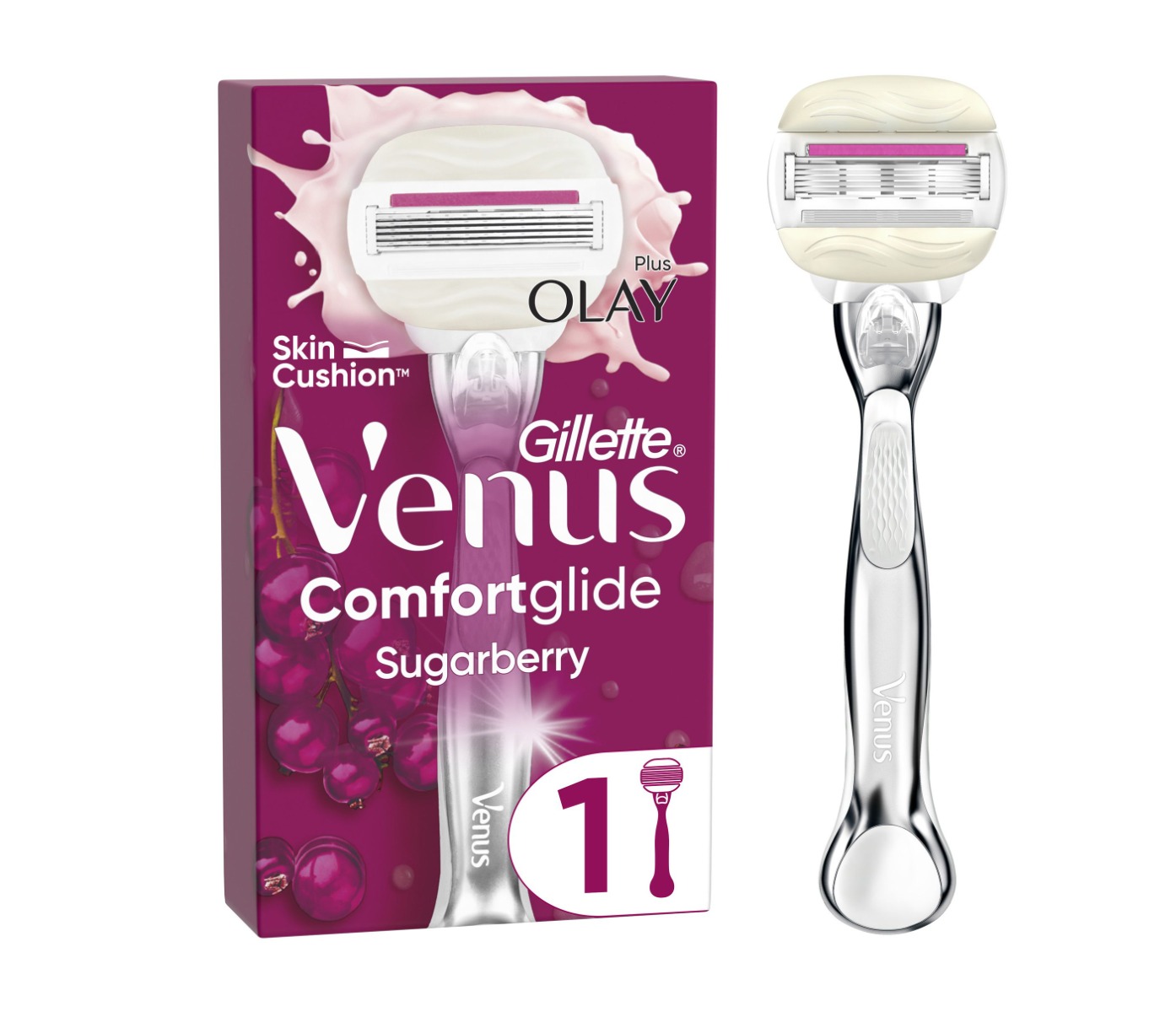 Gillette Venus Platinum ComfortGlide Sugarberry dámský holicí strojek + 1 hlavice Gillette