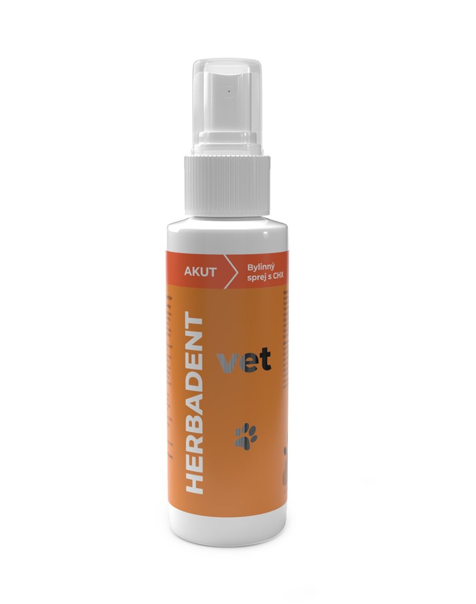 Herbadent VET AKUT bylinný ústní sprej s CHX pro psy a kočky 90 ml Herbadent