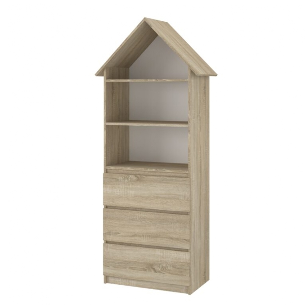 NELLYS Dřevěná knihovna/skříň na hračky Domeček A3