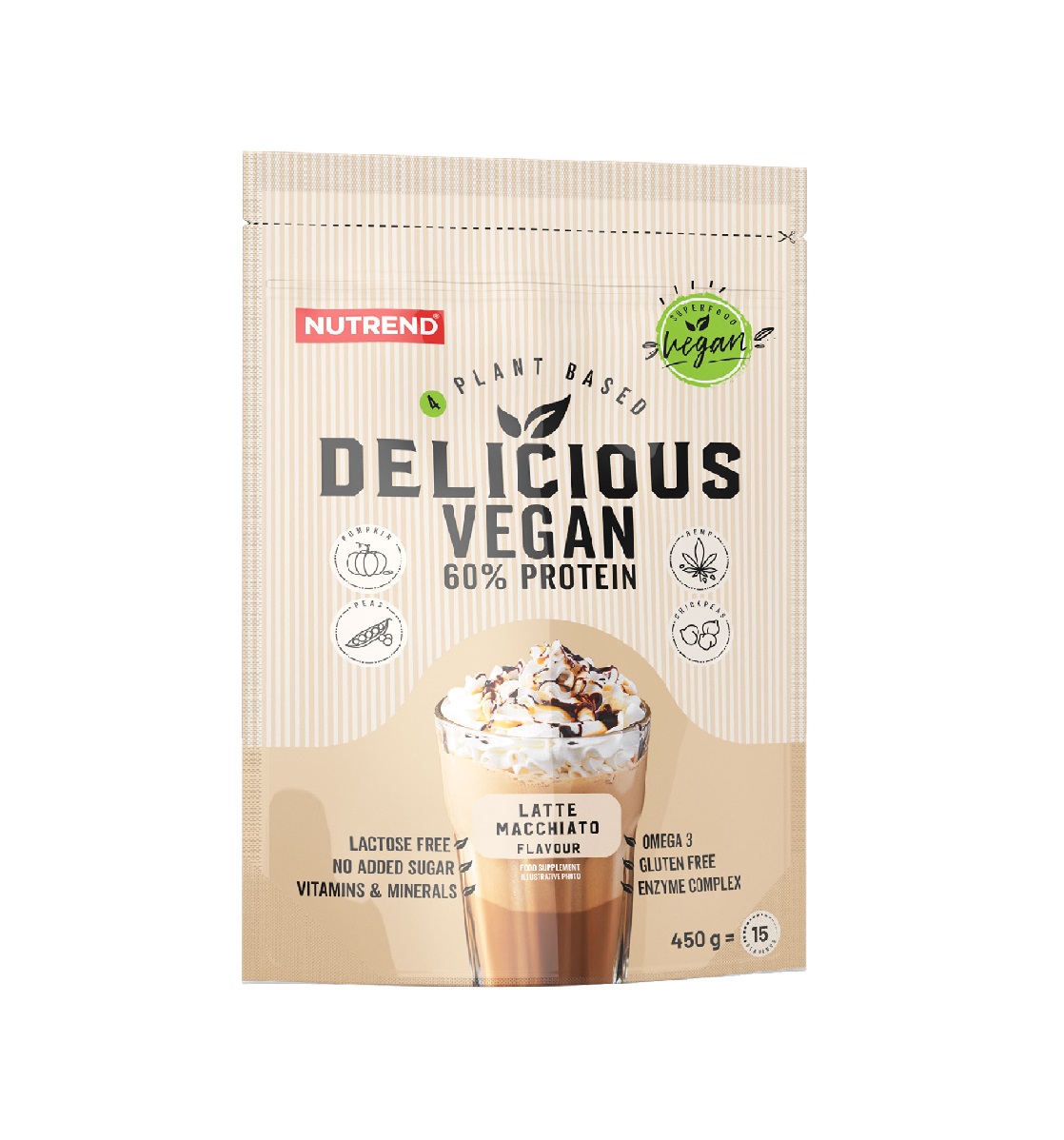 Nutrend Delicious Vegan Protein latte macchiato 450 g Nutrend