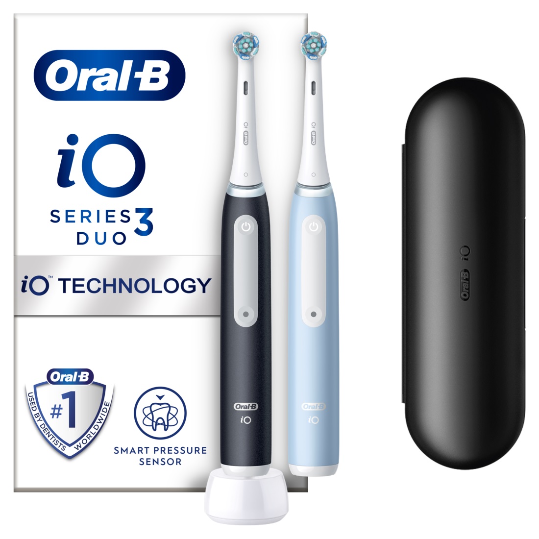 Oral-B iO Series 3 Duo elektrický zubní kartáček 2 ks Black+Ice Blue Oral-B