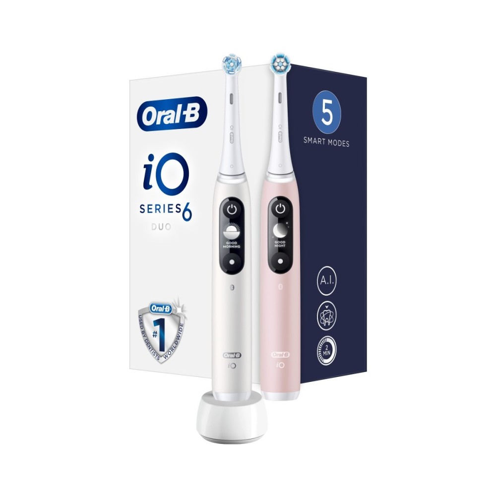 Oral-B iO Series 6 Duo elektrický zubní kartáček 2 ks White/Rose Oral-B