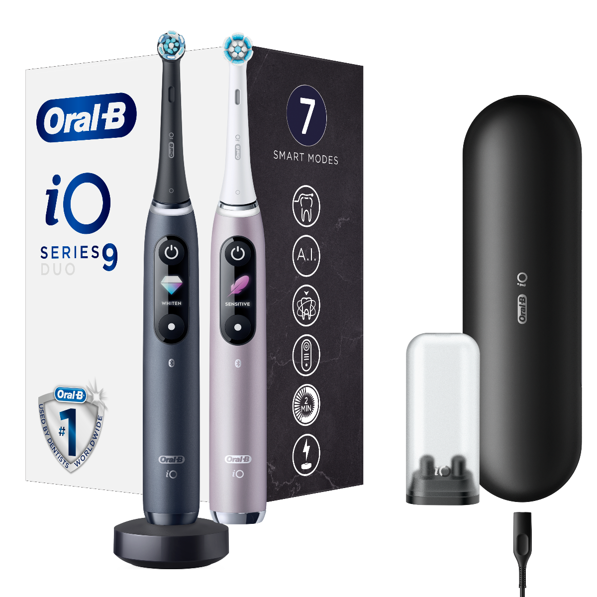 Oral-B iO9 Series Duo Black/Rose elektrický zubní kartáček 2 ks Oral-B