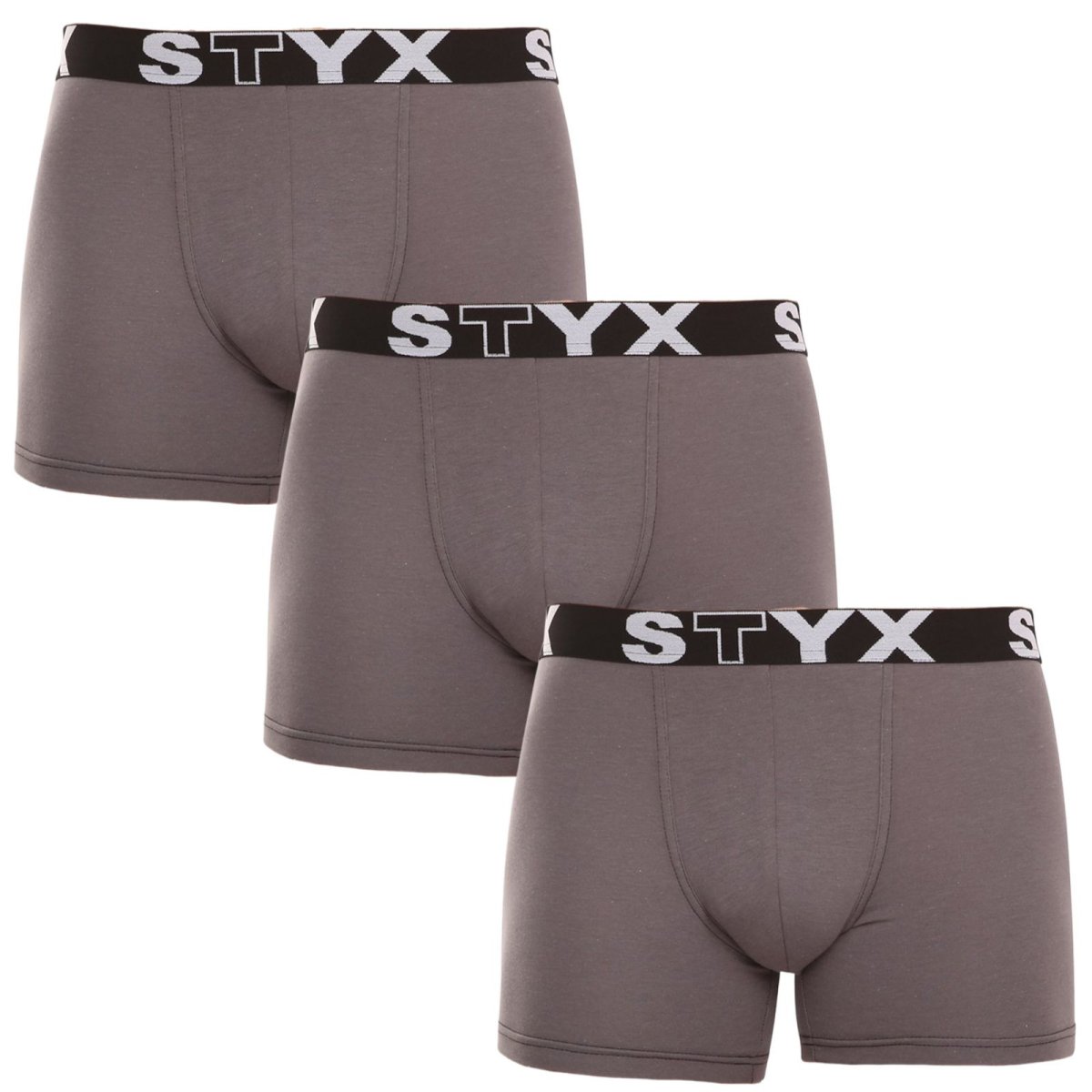 Styx 3PACK pánské boxerky long sportovní guma tmavě šedé (3U1063) XL Styx