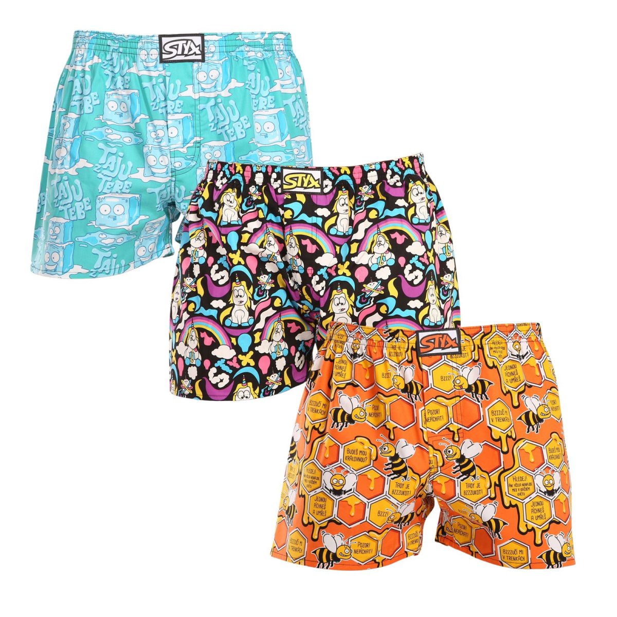 Styx 3PACK pánské trenky art klasická guma vícebarevné (3A11847) L Styx