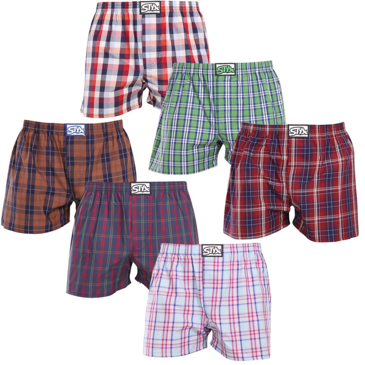 Styx 6PACK pánské trenky klasická guma vícebarevné (6A20246836) L Styx