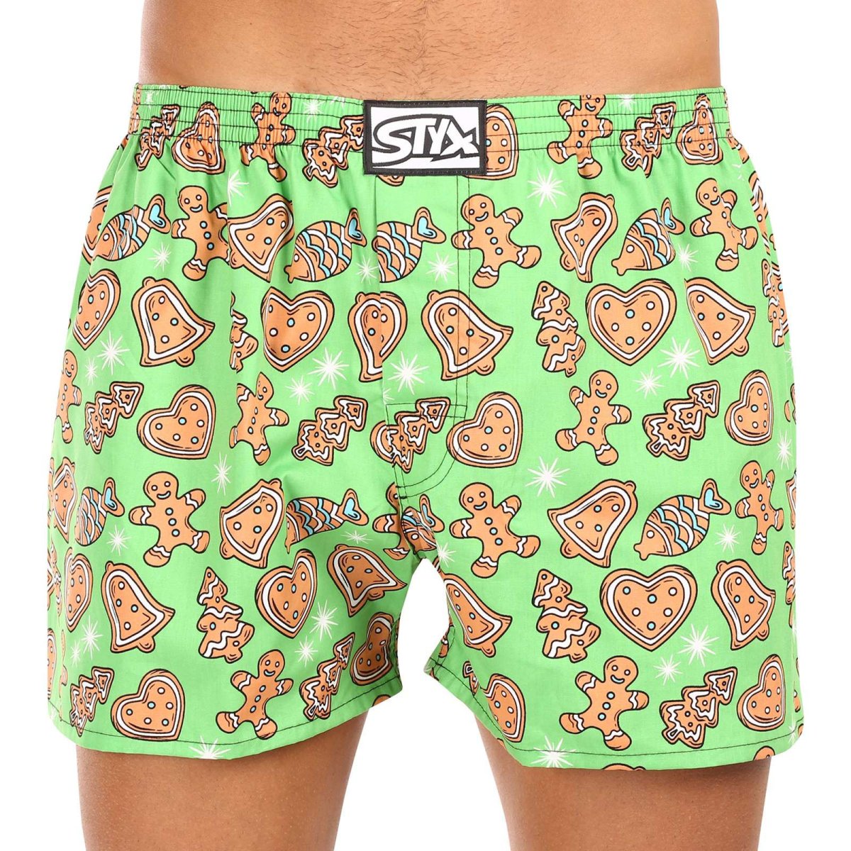 Styx Pánské trenky art klasická guma nadrozměr Vánoce perníčky (E1753) 3XL Styx