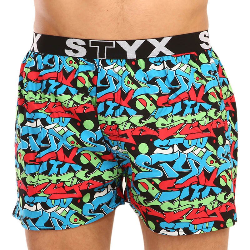 Styx Pánské trenky art sportovní guma graffiti (B1255) XL Styx