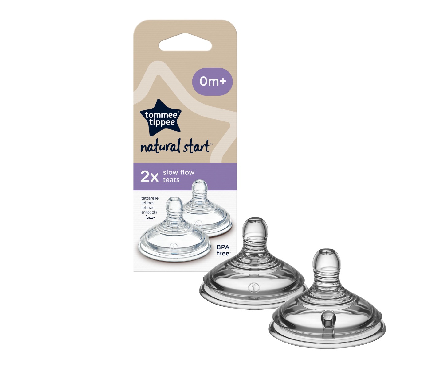 Tommee Tippee Natural Start Anti-Colic Savička na lahev Pomalý průtok 0m+ 2 ks Tommee Tippee