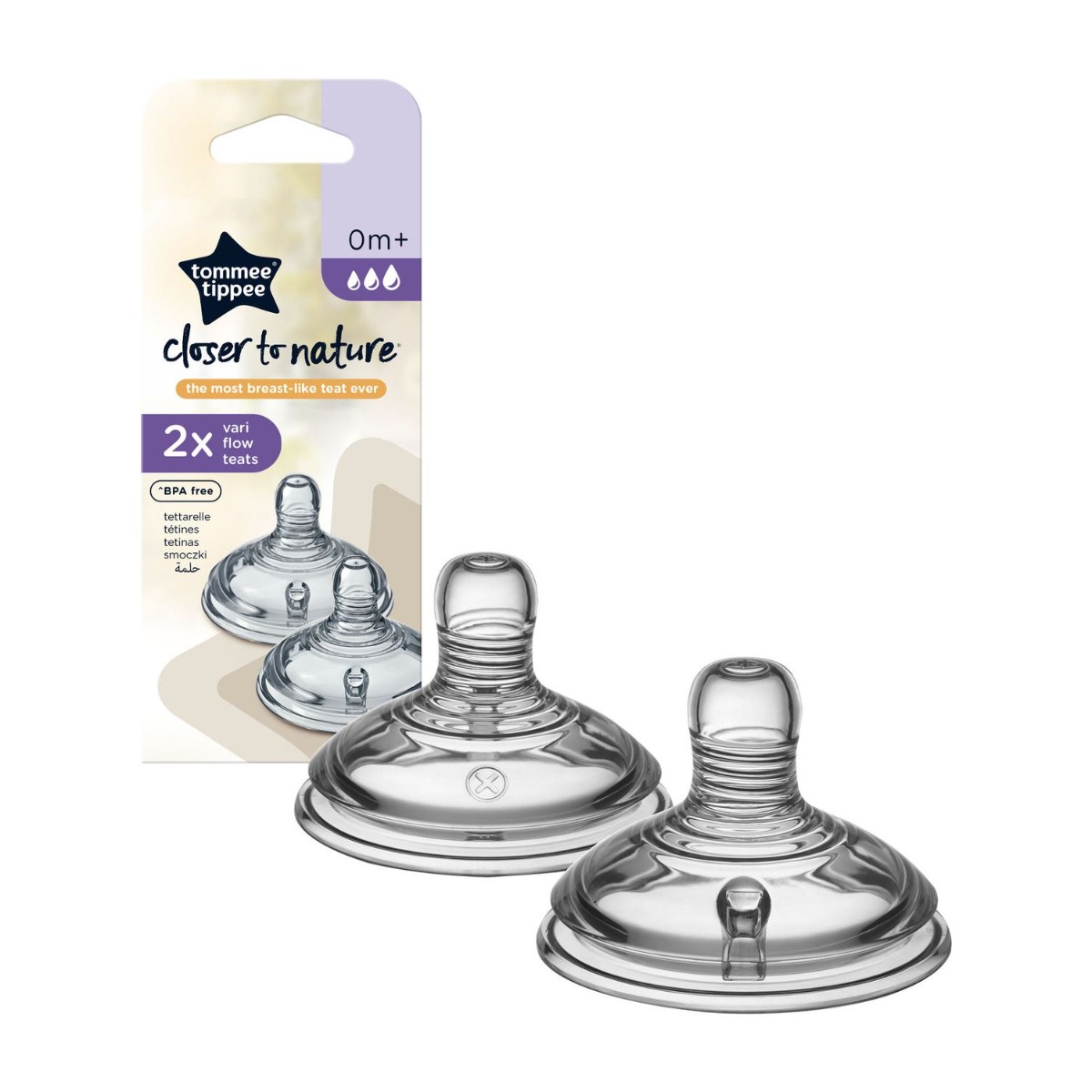Tommee Tippee Savička na lahev ANTI-COLIC Variabilní průtok 0m+ 2 ks Tommee Tippee