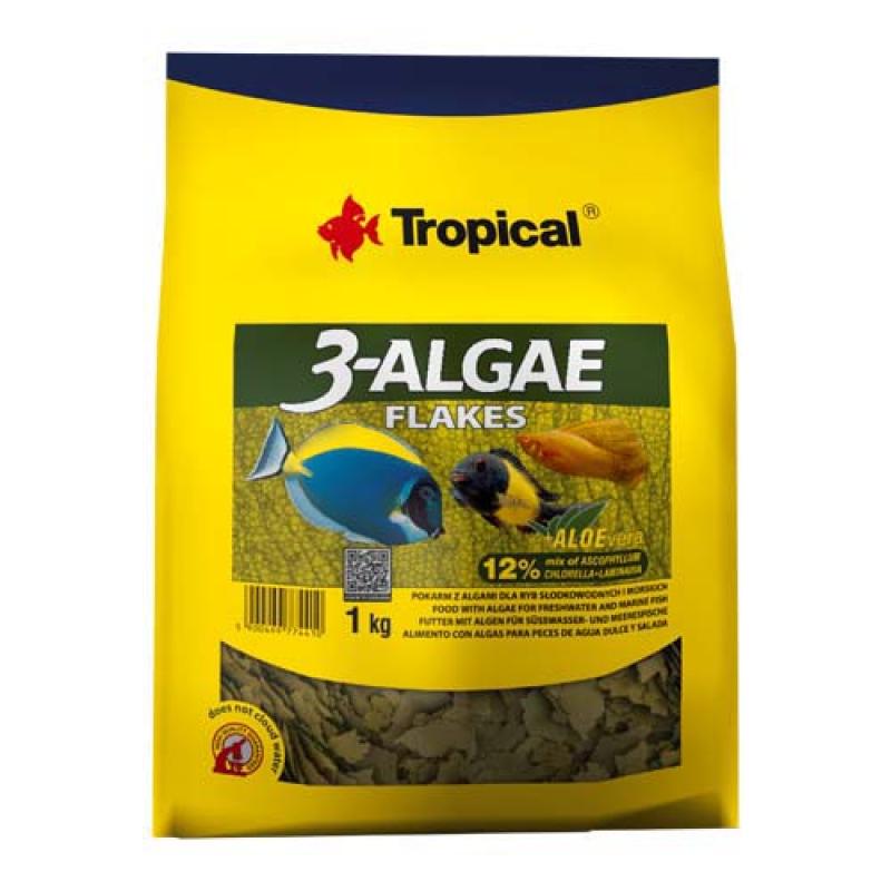 Tropical 3-Algae Flakes 1kg krmivo s řasami pro sladkovodní a mořské ryby Tropical